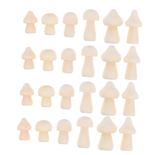 HOMSFOU 32-teiliges Set Stammfarbener Holzpilz Pilzdekorationen Pilzdekor Aus Holz Pilzfiguren Aus Holz Mittelstücke Aus Holzpilzen Pilz-bastelset Holzfiguren Unvollendet Hölzern Khaki von HOMSFOU