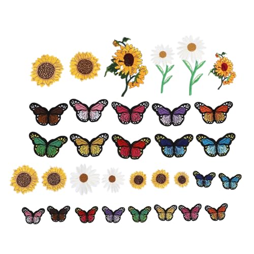 HOMSFOU 33 Stück Teiliges Bestickten Blumen Patches Aufbügelbare Flower Applikationen für Kleidung Taschen und Mehr für Diy Projekte Reparaturen und Dekoration von HOMSFOU