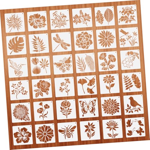 HOMSFOU 36 Stück Malvorlagen Schablonen Blumenvorlagen Formen Muster Gartenblumen Vogel Bienenstock Schablone Basteln Bienen Schablone Schmetterlings Schablone Zum Zeichnen von HOMSFOU
