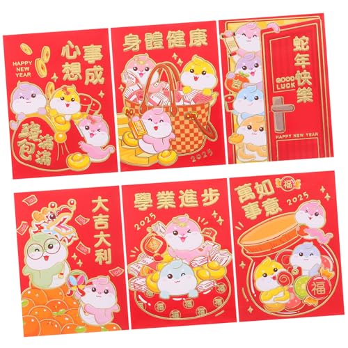 HOMSFOU 36 Stück Teiliges Rote Umschläge Chinesisches Neujahrsfest Karton Schlange Traditionelle Geldbeutel Papier Rot Glücksgeschenk Umschläge Für Frühlingsfest von HOMSFOU
