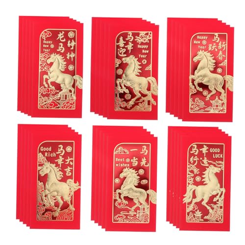 HOMSFOU 36 Stück roter umschlag des neuen jahres Mondrote Umschläge Chinesisches Neujahr rote Pakete roter Hongbao Neujahr Hongbao chinesisches Hong-Bao rote Glücksgeldumschläge Papier von HOMSFOU