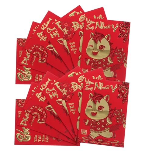 HOMSFOU 360 Stück Rote Umschläge Vietnamesisch Tet Umschläge X Reißfest Originell Jahr Des Pferdes Lunar Year für Familie Firmenfeier Geburtstag Hochzeit von HOMSFOU