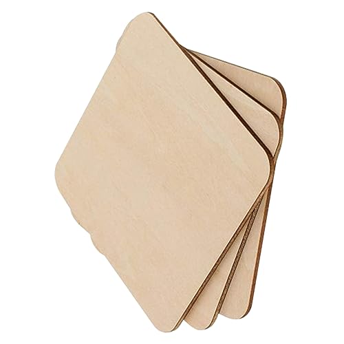 HOMSFOU 36Stücke Unbehandelte Quadratische Holzscheiben Für DIY Bastelprojekte Leere Holzplatten Für Graffiti Dekoration Und Handarbeiten von HOMSFOU