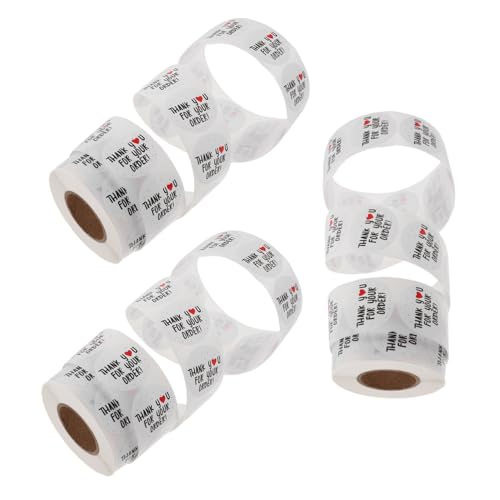 HOMSFOU 3Roll Danke Aufkleber Dankeschön-Verpackungsaufkleber selbstklebender Siegelaufkleber Kleinunternehmen Labels Aufkleber „Dankeschön“ einfacher Siegelaufkleber Weiß von HOMSFOU