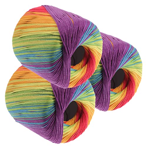 HOMSFOU 3Rollen Hochfaden Baumwollgarn Farbverlaufendes Häkelgarn für DIY Handarbeiten Weich und Hautfreundlich für Schals Decken Kleidung und Projekte HOMSFOU 3Rollen Hochfaden Baumwollgarn Farbverlaufendes Häkelgarn für DIY Handarbeiten Weich und Hautfreundlich für Schals Decken Kleidung und Projekte von HOMSFOU