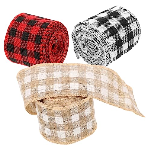 HOMSFOU 3Rollen Schneidbares Geschenkband Breit Kariert Für DIY Bastelprojekte Geschenkverpackungen Und Dekoration von HOMSFOU