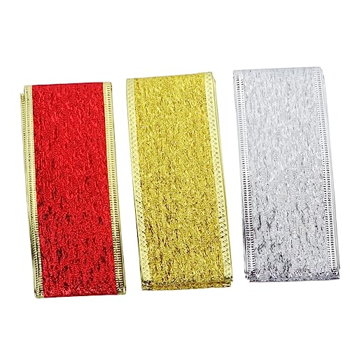 HOMSFOU 3Rollen Weihnachtsdekorationsband Geschenkband Für DIY Schleifen Party Und Hochzeitsdekorationen Silber Rot von HOMSFOU