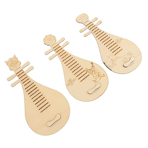 HOMSFOU 3Stücke DIY Holzlauten für Musikinstrument im Chinesischen Stil Fördert Motorische Fähigkeiten Hand Auge Koordination Gestaltung Teiliges Lautenspielzeug von HOMSFOU