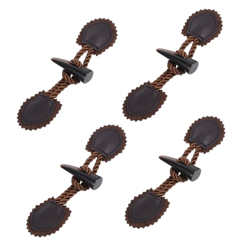 HOMSFOU 4 Paare Knebelknöpfe Nähen Kleine Umschaltknöpfe Mantel Knochen-umschalttasten Knopf Schaltet Um Hörner Retro Knebelverschlüsse Nähen Ersatz Abdeckung Mäntel Schnalle Kuh Kaffee Pu von HOMSFOU
