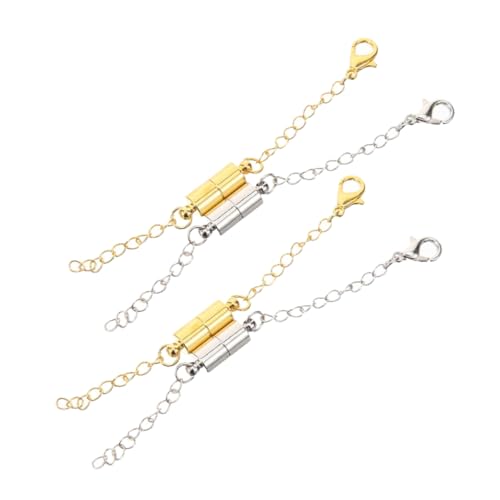 HOMSFOU 4 Paare Magnetschnallenschmuck Halskette Extender -kette Herstellung Perlen Für Schmuckhersteller Schmuckverschlüsse Halskettenverschluss Mit Verlängerungskette Schmucktender HOMSFOU 4 Paare Magnetschnallenschmuck Halskette Extender -kette Herstellung Perlen Für Schmuckhersteller Schmuckverschlüsse Halskettenverschluss Mit Verlängerungskette Schmucktender von HOMSFOU