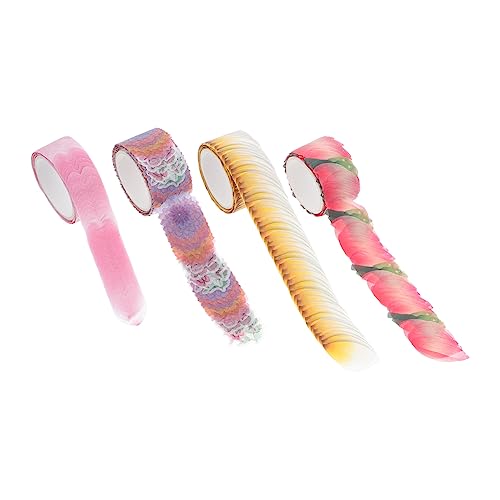 HOMSFOU 4 Rollen Blumenmotiv Klebeband Dekoratives Papierband für Notizbücher Scrapbooking Diy Projekte Petalförmiges Design Lebendigen Farben für Bastelarbeiten und von HOMSFOU