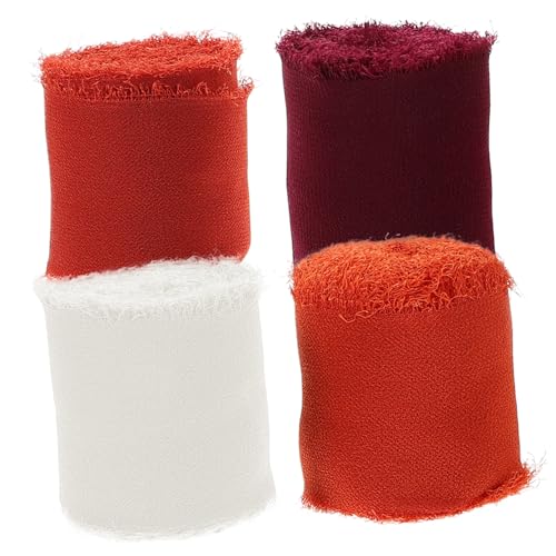 HOMSFOU 4 Rollen DIY Chiffonband und Partydekoration pro Rolle und Beigetönen für Geschenkverpackungen Blumenarrangements und Bastelprojekte von HOMSFOU