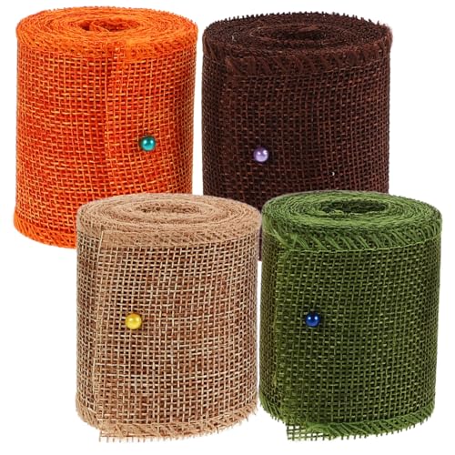 HOMSFOU 4 Rollen Dekoratives Band Weiß Hochzeit Sackleinenband Rosa Weihnachtsgirlande Band Zum Basteln Spitzenbänder Zum Basteln Weihnachten Satin Weihnachtsband Königlich Bunt Schneiden von HOMSFOU