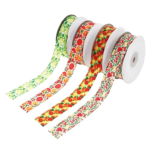 HOMSFOU 4 Rollen Fruchtmuster Geschenkband für Diy Bastelprojekte Vielseitiges Dekorationsband für Hochzeiten Geburtstage und Feiern Yards pro Rolle von HOMSFOU