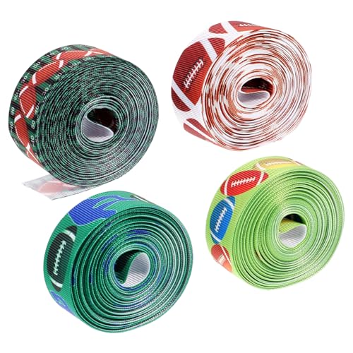HOMSFOU 4 Rollen Fußballmuster Geschenkbänder Schneidbares Bastelband für Diy Dekorationen Langlebiges Leichtes und Tragbares Geschenkverpackungsband Yards pro Rolle von HOMSFOU