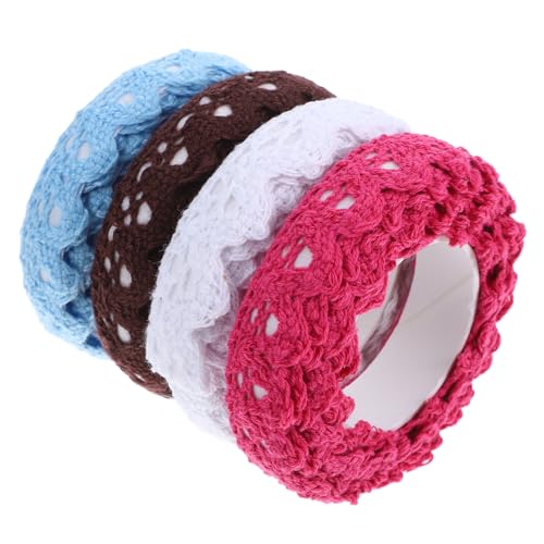 HOMSFOU 4 Rollen Kassetten Für Fotoalben Elegantes Spitzenband Diy-klebebänder Dekorative Bänder Scrapbook-bänder Dekorative Spitzensticker Diy Spitzenaufkleber Spitzen-bastelbänder Stoff von HOMSFOU