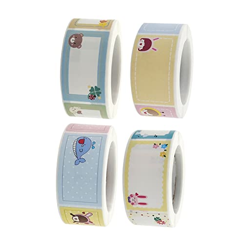 HOMSFOU 4 Rollen Namensaufkleber für Handgeschriebene Cartoon Etiketten Selbstklebende Namensetiketten für Kindergarten Schule Schulmaterialien Bunte Designs für Diy und Organisation von HOMSFOU