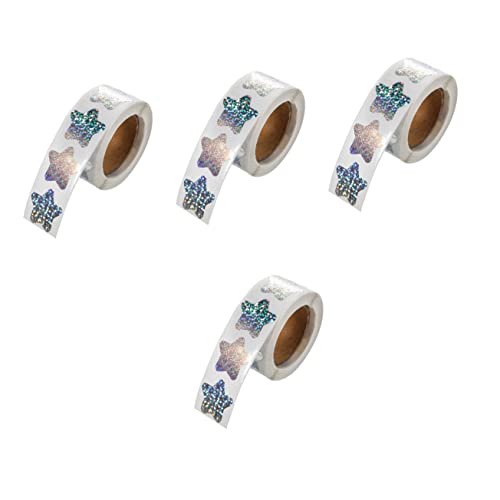 HOMSFOU 4 Rollen Pentagramm Aufkleber Selbstklebend Holografische Kleine Stern Aufkleber Abnehmbar Glitzernd Transparent Für Bunte Etiketten Aufkleber Punkt Aufkleber Hochzeit von HOMSFOU