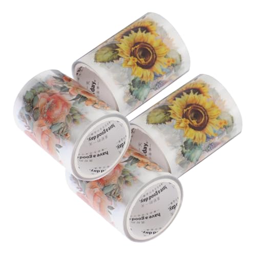 HOMSFOU 4 Rollen Pflanzen Hand Account Klebeband Dekoratives Pet Scrapbook Tape mit Sonnenblumen und Orangenrosen für Journaling und Diy Projekte Vielseitig Einsetzbar HOMSFOU 4 Rollen Pflanzen Hand Account Klebeband Dekoratives Pet Scrapbook Tape mit Sonnenblumen und Orangenrosen für Journaling und Diy Projekte Vielseitig Einsetzbar von HOMSFOU
