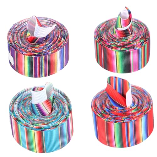 HOMSFOU 4 Rollen Polyester Geschenkband mit Farbverlauf Mexikanisches Serape design Bunte Regenbogenstreifen Yards pro Vielseitiges DIY bastelband für Partydekoration und HOMSFOU 4 Rollen Polyester Geschenkband mit Farbverlauf Mexikanisches Serape design Bunte Regenbogenstreifen Yards pro Vielseitiges DIY bastelband für Partydekoration und von HOMSFOU