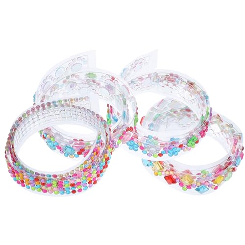 HOMSFOU 4 Rollen Selbstklebendes Strassband Diy Bastelband mit Strasssteinen pro Rolle Dekoratives Klebeband für Heimdekoration Geschenkverpackung und Fotoalben von HOMSFOU
