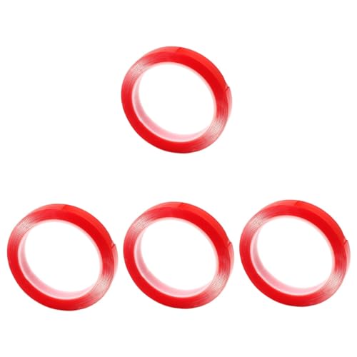 HOMSFOU 4 Rollen Täglicher Aufkleber im Freien Band schwere drinnen Dasselbe doppelseitiges Klebeband für hohe Beanspruchung dicker doppelseitiger Aufkleber Acrylsäure rot von HOMSFOU