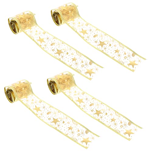 HOMSFOU 4 Rollen Teiliges Weihnachtsgeschenkband Lange Goldene und Silberne Geschenkverpackungsbänder mit Sternmotiv Langlebiges Stoffmaterial für Weihnachtsdeko Basteln HOMSFOU 4 Rollen Teiliges Weihnachtsgeschenkband Lange Goldene und Silberne Geschenkverpackungsbänder mit Sternmotiv Langlebiges Stoffmaterial für Weihnachtsdeko Basteln von HOMSFOU