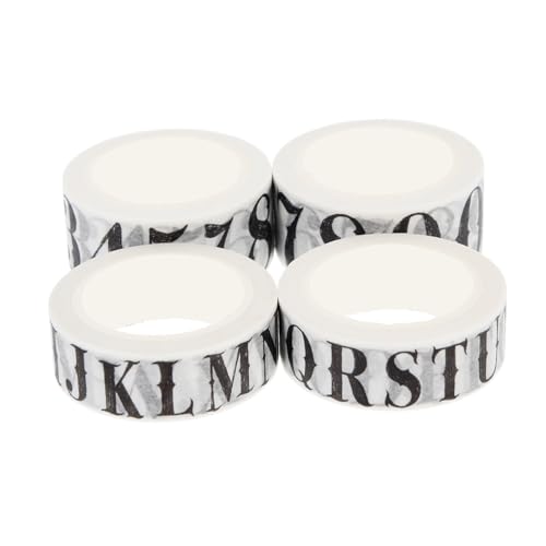 HOMSFOU 4 Rollen Vintage Washi Tape Dekoratives Klebeband mit Buchstaben und Zahlen für Diy Stationery Scrapbooking und Journaling für Kreative Projekte und HOMSFOU 4 Rollen Vintage Washi Tape Dekoratives Klebeband mit Buchstaben und Zahlen für Diy Stationery Scrapbooking und Journaling für Kreative Projekte und von HOMSFOU