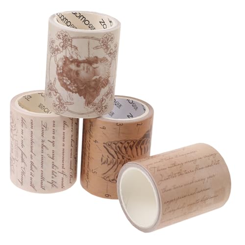HOMSFOU 4 Rollen Vintage Washi Tape Japanisches Papier Klebeband für Diy Scrapbooking und Dekoration Retro Muster für Notizbücher Karten Postkarten und Mehr von HOMSFOU