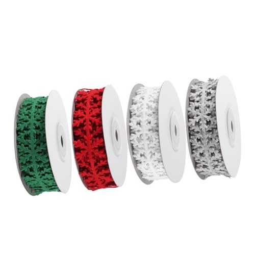 HOMSFOU 4 Rollen Weihnachts Geschenkband À Bunte Dekorationsbänder Rot Grün und Weiß für Diy Bastelprojekte und Festliche Raumdekoration von HOMSFOU