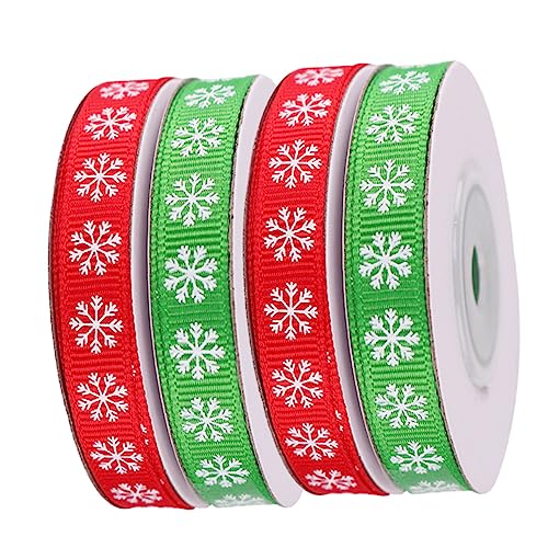 HOMSFOU 4 Rollen Weihnachts Geschenkband Schneeflocken Rot Grün Schleifenband für Geschenkverpackung und DIY Weihnachtsdekoration HOMSFOU 4 Rollen Weihnachts Geschenkband Schneeflocken Rot Grün Schleifenband für Geschenkverpackung und DIY Weihnachtsdekoration von HOMSFOU