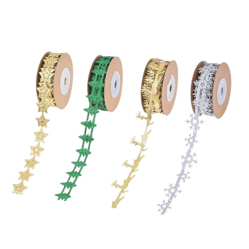 HOMSFOU 4 Rollen Weihnachtsband mit Glitzerschneeflocken Festliche Geschenkverpackungsschleifenband für DIY Basteln Kränze Weihnachtsbaumdekoration und Party-accessoires HOMSFOU 4 Rollen Weihnachtsband mit Glitzerschneeflocken Festliche Geschenkverpackungsschleifenband für DIY Basteln Kränze Weihnachtsbaumdekoration und Party-accessoires von HOMSFOU