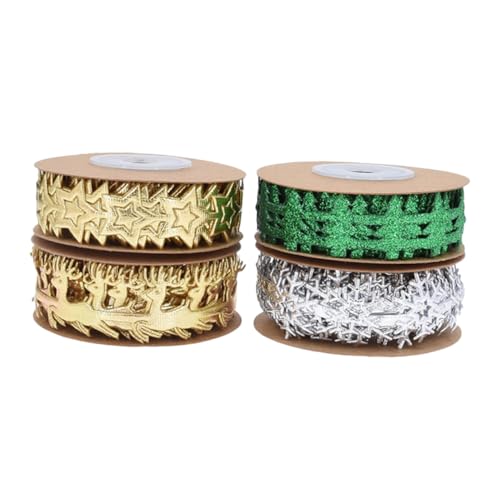 HOMSFOU 4 Rollen Weihnachtsdekorationsband mit Prägung Glitzernde Schneeflocken Rentier-organzaband für Geschenkverpackungen Diy-weihnachtsschmuck und Festliche Bastelprojekte HOMSFOU 4 Rollen Weihnachtsdekorationsband mit Prägung Glitzernde Schneeflocken Rentier-organzaband für Geschenkverpackungen Diy-weihnachtsschmuck und Festliche Bastelprojekte von HOMSFOU
