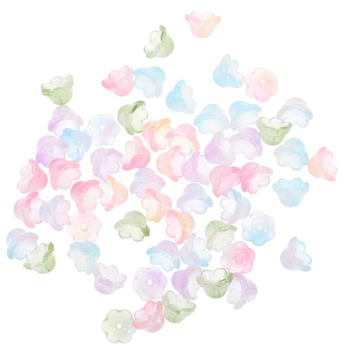 HOMSFOU 4 Sätze Blumenhutschmuck Reiz Für Herstellung Sortiert Form Klein Charm-anhänger Bunte Charm-halskette Glockenblumenperlen Halskette Perlen Blumenzauber Glas 60 Stück * 4 von HOMSFOU