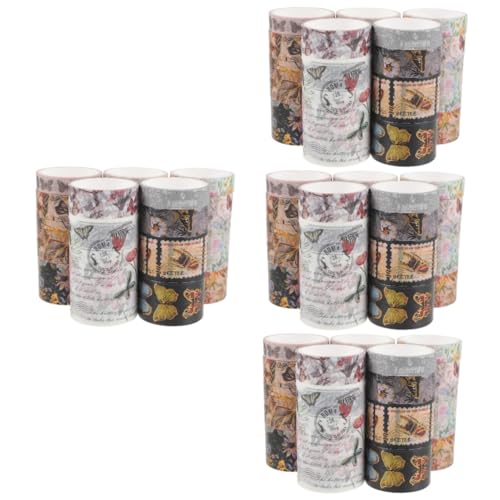 HOMSFOU 4 Sätze Blumenpapierband Farbiges Band Blumen- Handwerk Verpackung Scrapbook-diy-klebebänder Diy-klebebandaufkleber Scrapbook-klebeband Dekorativ Scrapbooking Tape 17 Rollen * 4 von HOMSFOU