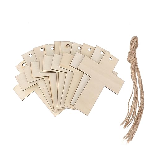 HOMSFOU 4 Sätze Dekorativer Anhänger Aus Holz Und Für Kreuzen Kreuz Wanddekoration Hochzeit Kruzifix Groß Herstellung Kreuztafel Hängend Graffiti-holzscheiben Party-diy-zubehör Hanfseil von HOMSFOU
