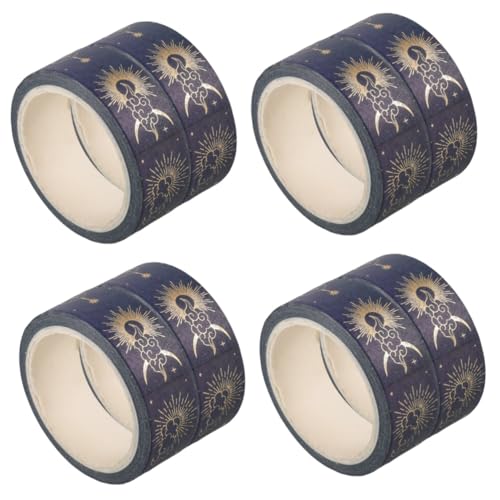 HOMSFOU 4 Sätze Golden Stern Moon Tape Süßes Band Journaling Lieferungen Streifen Zeitschrift Dekorative Washi-klebebänder Sammelalbum Liefert Washi-tape-aufkleber Papier Blau 2 Rollen * 4 von HOMSFOU