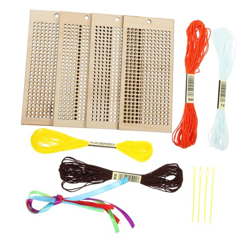 HOMSFOU 4 Sätze Holz -lesezeichen Set Unvollendetes Lesezeichen Stick Einen Lesezeichen -kit -anfänger Lesezeichen Sticken Diy -lesezeichen Handgefertigte Lesezeichen Seil von HOMSFOU