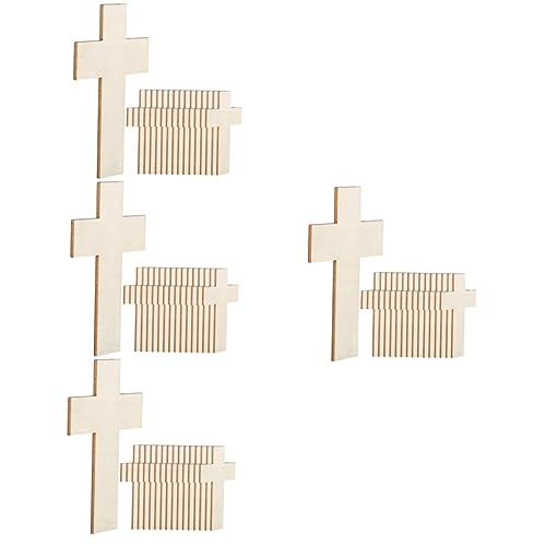 HOMSFOU 4 Sätze Holzspäne Kreuzen Kleine Kreuzanhänger Kreuze Zum Basteln Ausgeschnitten Geformt Mini-kreuz-anhänger Ornament Quer Geschnittene Holzscheiben Holzausschnitte 20 Stück * 4 von HOMSFOU