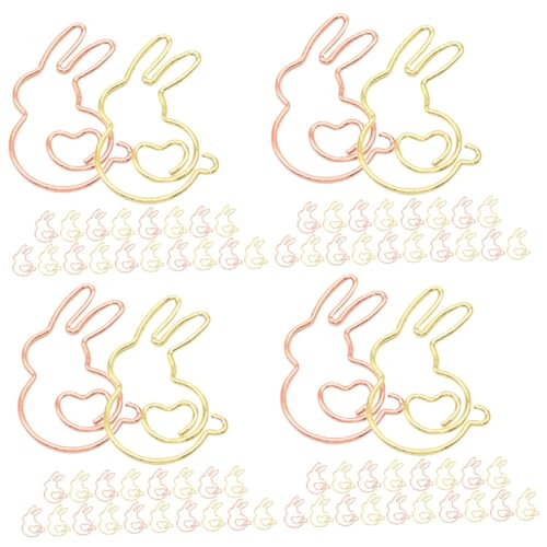 HOMSFOU 4 Sätze Kaninchen Büroklammern Kreative Tierförmige Papierclips Gold Und Roségold Für Schule Büro Und Dekoration Für Notizen Dokumente Und Scrapbooking 20 Stück * 4 von HOMSFOU