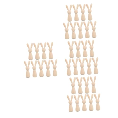HOMSFOU 4 Sätze Kaninchen Hasen-peg-puppen Malen Mini -hasen Kaninchenspielzeug Karikatur Unfertige Peg -puppen Tier-peg-puppen Unvollendete Hasenpuppe Hölzern Beige 10 Stück * 4 von HOMSFOU