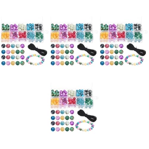 HOMSFOU 4 Sätze Kleine Runde Perlen Mit Elastischem Band Diy Bastelset Für Armbänder Und Wasserklare Schmuckperlen Und Bastelmaterialien 200 Stück * 4 von HOMSFOU