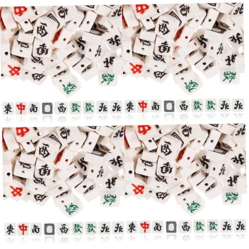 HOMSFOU 4 Sätze Mahjong-perlen Perlen Für Armbänder Tonanhänger Anhänger Für Armbänder Aus Tonperlen Reiz Rot Kit Zur Herstellung Von Perlenschmuck Armbandperlen Polymer-ton 100 Stück * 4 von HOMSFOU