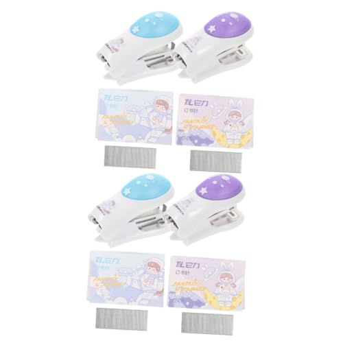 HOMSFOU 4 Sätze Mini Heftgerät Set Handhefter für Büro und Schule und Leicht Heften von Dokumenten und Blau mit Ergonomischem Design für Komfortable Nutzung von HOMSFOU