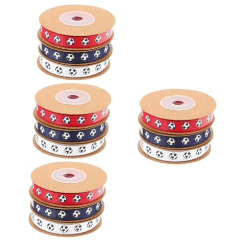 HOMSFOU 4 Sätze Multi Funktionales Fußball Geschenkband Für Bastelarbeiten Geschenkverpackungen Haarschleifen Und Party Dekoration 3 Rollen * 4 von HOMSFOU