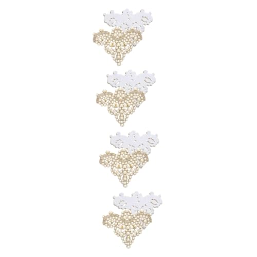 HOMSFOU 4 Sätze Perle Schuhblume Flicken Für Kleidung Patch Strassdekor Kleidungsflicken Applikationen Perlen-nähflicken Flicken Für Schuhe Fleckendekor Für Schuhe Stoff Golden 2 Stück * 4 von HOMSFOU