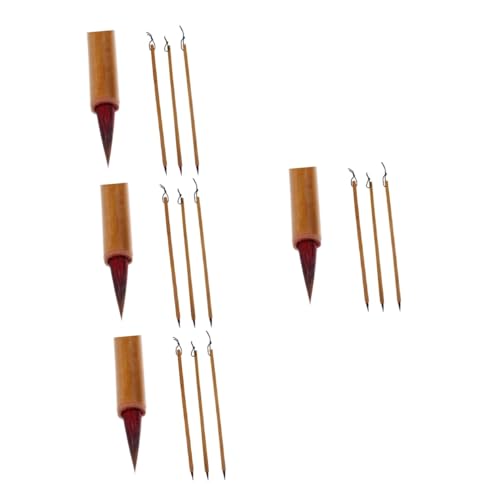 HOMSFOU 4 Sätze Schreibpinsel Für Kleinbuchstaben Bürsten Zeichnung Kalligraphie Malen Schreiben Schreibwaren Beschriftungspinsel Chinesischer Pinsel Tintenpinsel Bambusmast 3 Stück * 4 von HOMSFOU