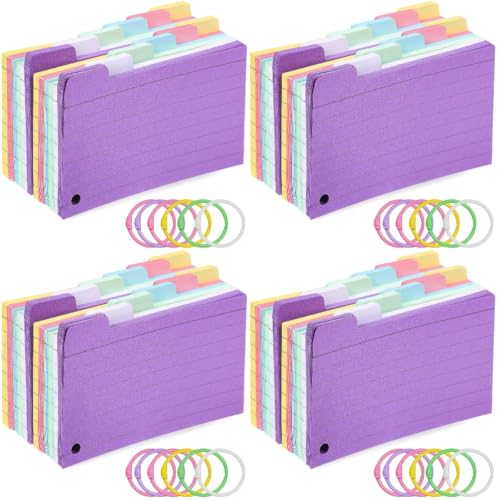 HOMSFOU 4 Sätze Spule Notizblock Spiral- Loch Karten Studieren Ringe Für Karteikarten Revision Regiert Notizkartenringe Leere Karteikarten Mit Ringen Eisen Zufällige Farbe 300 Blätter * 4 von HOMSFOU