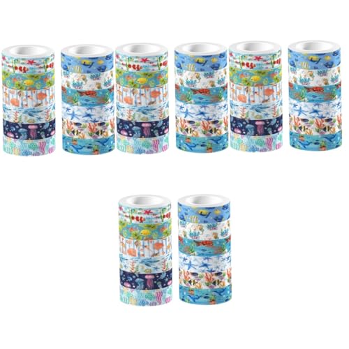 HOMSFOU 4 Sätze Unterwasserbiotape Aufkleber-scrapbooking Pastell Bausätze Tagebuch Handwerk Band Blau Sammelalbum Erwachsene Szene Zeitschriftenaufkleber Für Schrott 12 Rollen * 4 von HOMSFOU