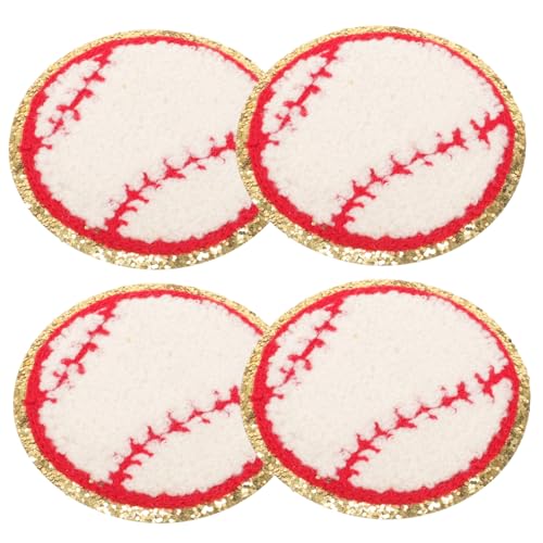 HOMSFOU 4 Stück Baseball-Bügeltuch-Aufnäher wohnungseinrichtung wohnungsdeko kugelform Sportabzeichen zum Aufnähen Flicken für Bekleidung zarte Sportball-Patches kleine Sportball-Aufnäher von HOMSFOU